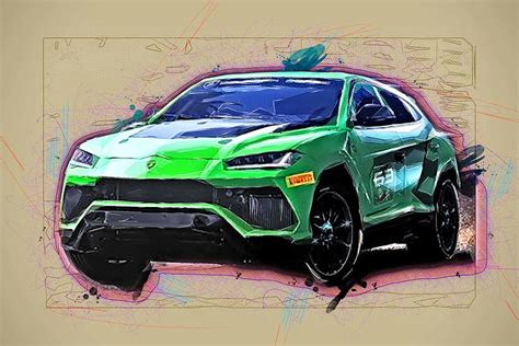 Drawing Lamborghini Urus St X Tuning 2018 Cars Suvs Green Racing