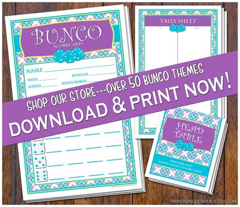 Printable Bunco Cards Bunko Scorecards Score Sheets Instant Download Etsy