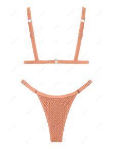 ZAFUL Women S Lace Openwork Binding Triangle Adjustable Tanga Bikini Two Piece Set Swimwear In
