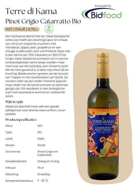 Bidfood Terre Di Kama Pinot Grigio Catarratto Bio Bidfood Pagina 1