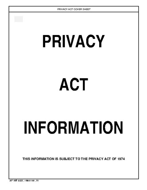 Printable Privacy Act Cover Sheet