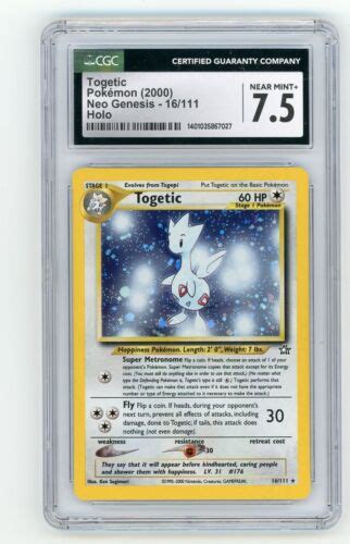 Togetic Pokemon Neo Genesis Unlimited Holo Cgc Near