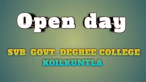 Open Day In Svb Gdc Koilkuntla Youtube