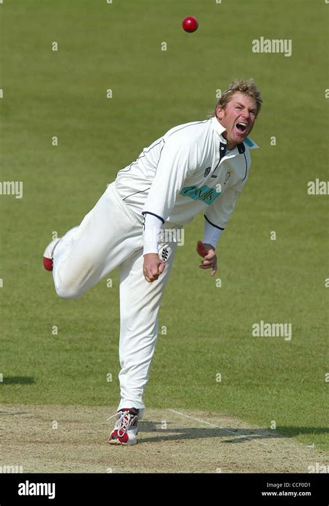 Australian cricketer Shane Warne bowling for Hampshire against Sussex ...