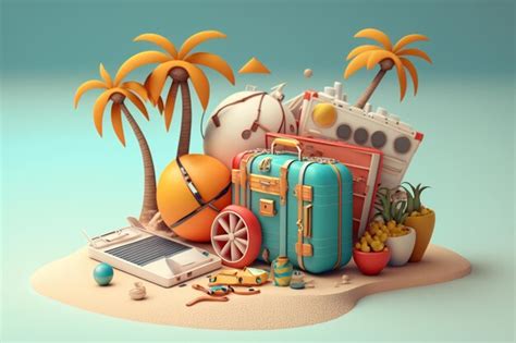 Premium Ai Image 3d Image Of Beach Vacation Concept Ai Generative