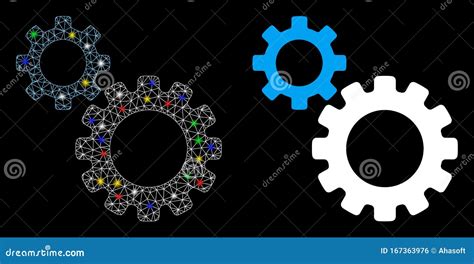 Flare Mesh Carcass Transmission Gears Icon With Flare Spots Stock