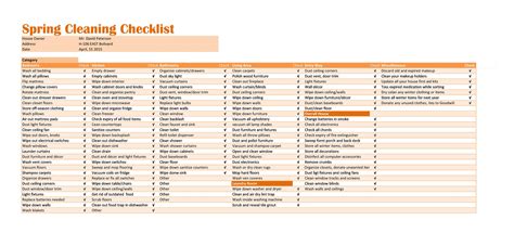 House Cleaning Checklist Template Excel Psoriasisguru