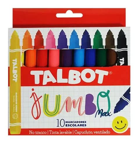 Marcadores Escolares Talbot Jumbo Max Al Agua X Colores Mercadolibre