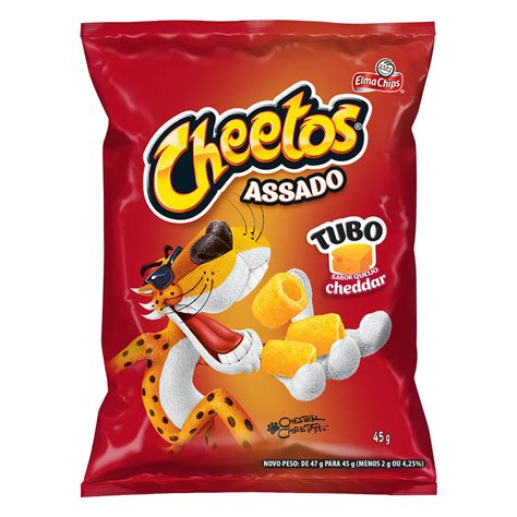 Salgadinho De Milho Tubo Queijo Cheddar Cheetos Elma Chips Pacote 45g