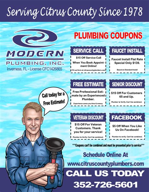 Citrus County Plumbing Coupons - MODERN PLUMBING, INC - CITRUS COUNTY ...