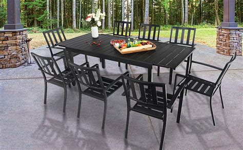 Sophia And William Black Patio Dining Set 9 Piece Metal