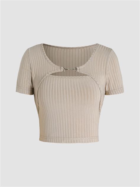 rib solid cut  crop tee  exhibition