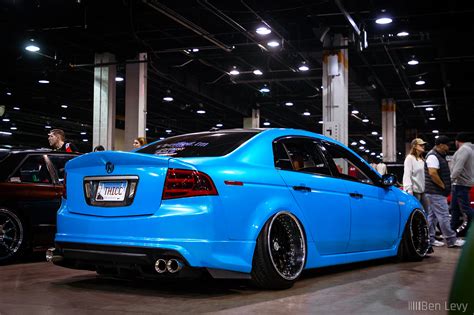 Bagged Acura TL Wrapped In Custom Blue BenLevy