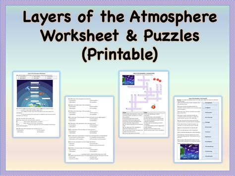 Layers Of The Atmosphere Worksheet And Puzzles Printable Teaching Resources