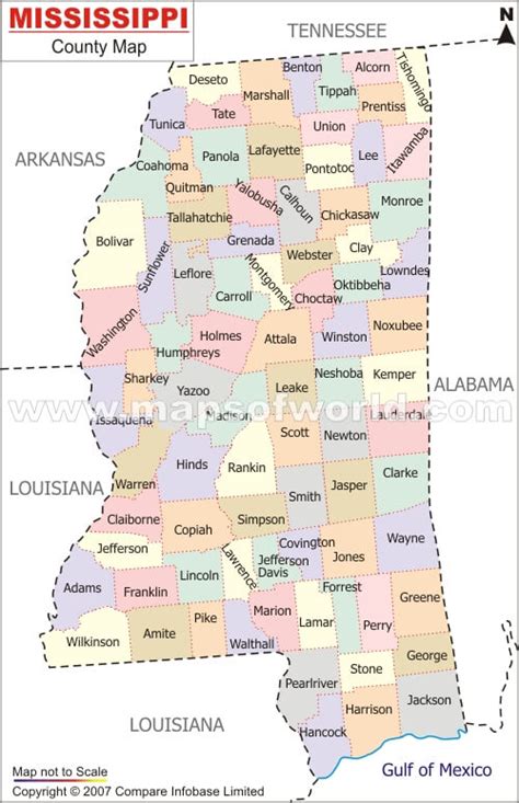 Mississippi County Map With Cities - Topographic Map World