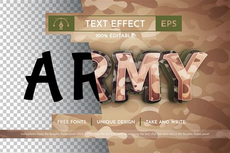 Army - Editable Text Effect, Font Style Graphic by rwgusev · Creative Fabrica