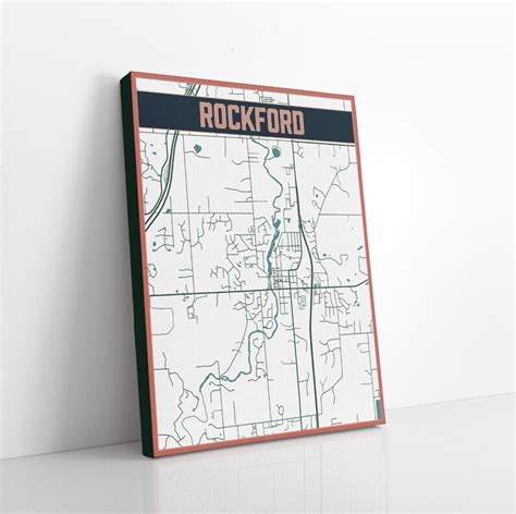 Rockford Michigan Street Map Hanging Canvas Map of Rockford - Etsy