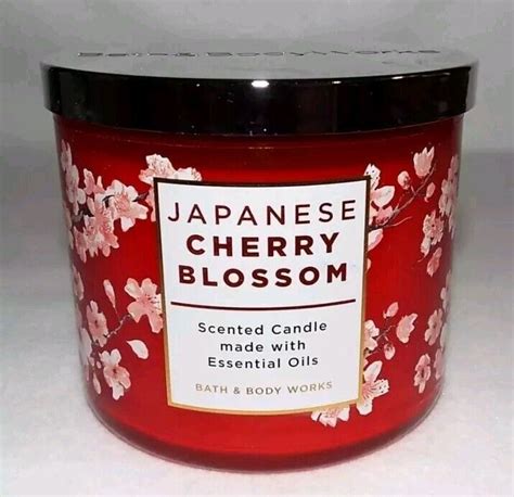 Bath Body Works JAPANESE CHERRY BLOSSOM 3 Wick 14 5 Oz Scented Candle