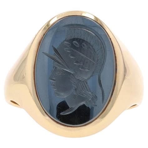 Yellow Gold Hematite Ancient Warrior Men S Ring K Intaglio For Sale