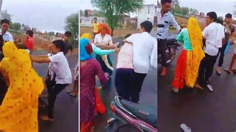 When Young Man Scuffled With Women Thrashed Him Slippers In Dausa Video Viral Video जब पैसे के