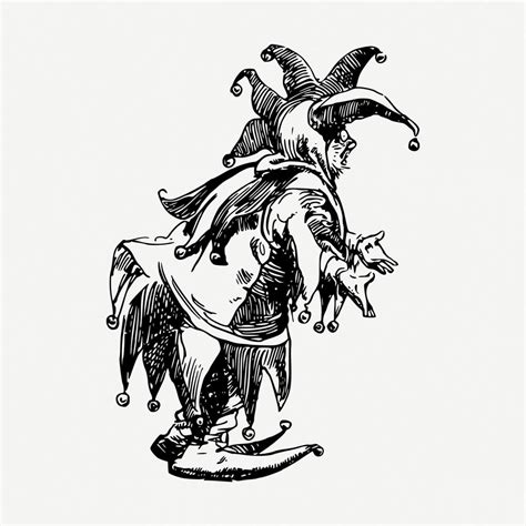 jester drawing medieval entertainment illustration  psd rawpixel