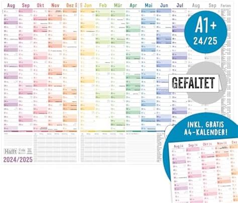 Häfft XXL Wandkalender Schuljahr 2024 2025 A1 Rainbow 89 x 63 cm