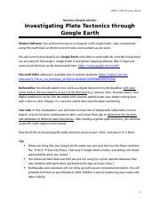 Tectonics Assignment Sheet Investigating Plate Tectonics With Google