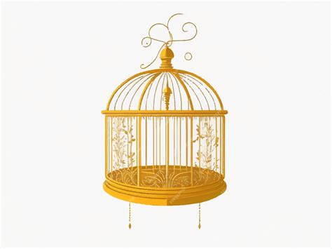 Premium Vector Decorative Golden Bird Cage Vector Illustration