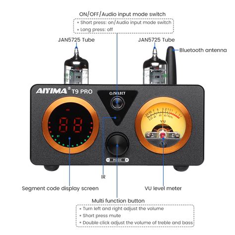 AIYIMA T9 PRO Amplificateur Audio Bluetooth APTX HD 100W 2