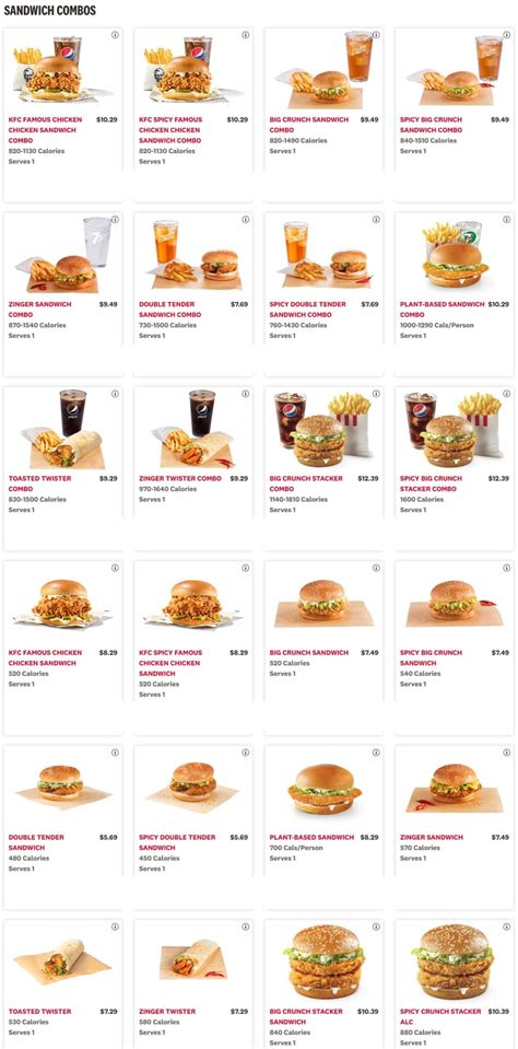 KFC Menu Prices Canada