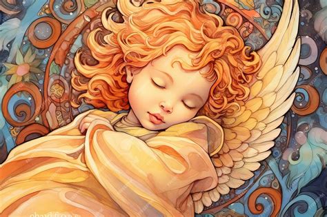 Premium Ai Image Sleeping Cute Little Angel Illustration Ai Generated