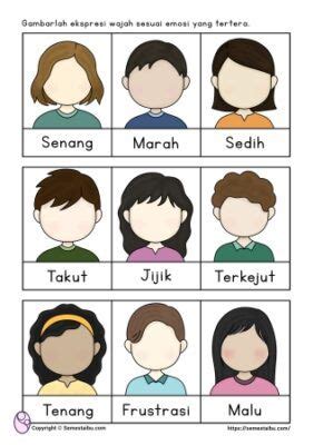 lembar kerja anak tksd kecerdasan emosional ekspresi wajah
