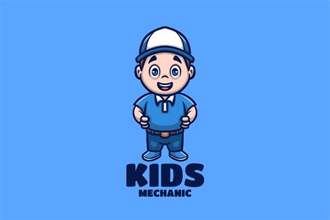 Mechanic Kids Costume Cartoon Logo Graphic by ajiwaluyo88 · Creative Fabrica