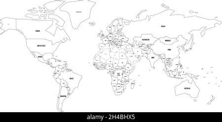 Political Map Of Europe Simplified Thin Black Wireframe Outline With