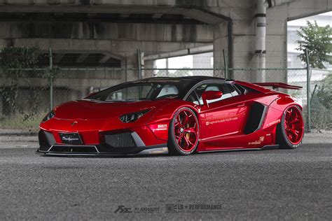 4 bloody red liberty walk lamborghini aventador roadster front side ...