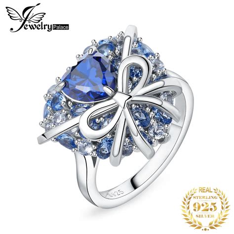 JewelryPalace New Arrival Heart Bow Love 5ct Blue Gemstone Created Blue