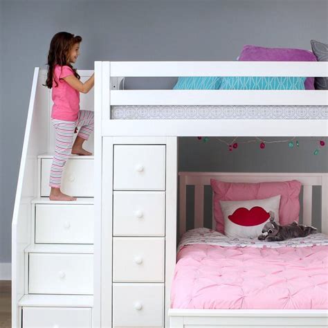 Chester Loft Bunk Bed Stairs Desk Storage White