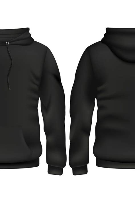 Front and back black hoodie vector template (892330) | Illustrations ...