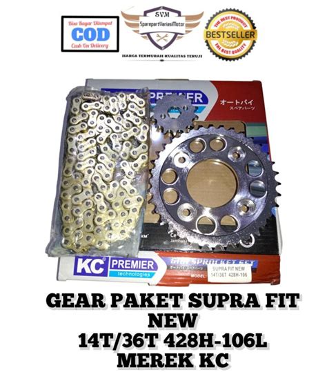 Gear Gir Paket Supra Fit New Ukuran T T Rantai H L Merek Kc