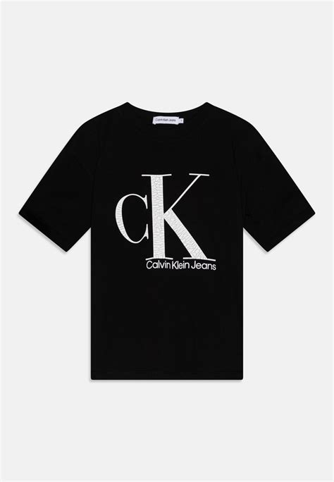 Calvin Klein Jeans Marble Monogram Print T Shirt Black Uk