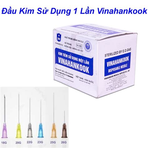 Đầu Kim Tiêm Kim Lấy Thuốc Vô Trùng Vanahankook Hộp 100 Kim 18G 20G 22G