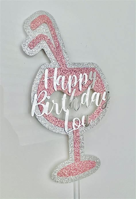 Gin Glass Cake Topper Personalised Etsy Uk