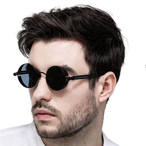 Retro Classic Punk Spring Metal Sunglasses Round Frame Hip Hop Men