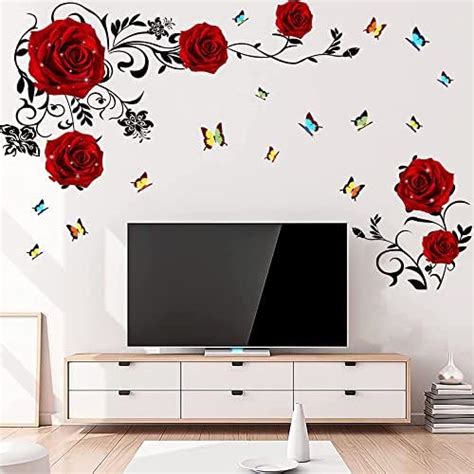 Rose Flowers Wall Decals Removable Diy Flower Art Decor