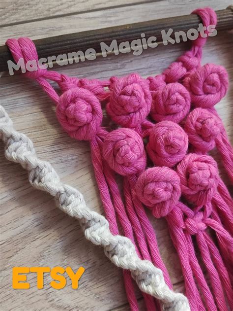 Tutorial Macrame Rose Wall Hanging Pattern Macrame Wall Art Etsy