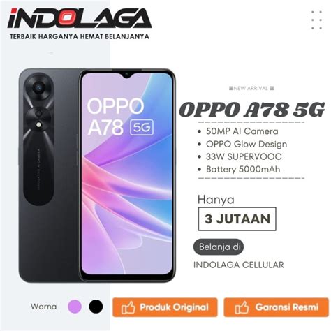 Jual INDOLAGA OPPO A78 5G RAM 8GB 8GB ROM 128GB BERGARANSI RESMI 1