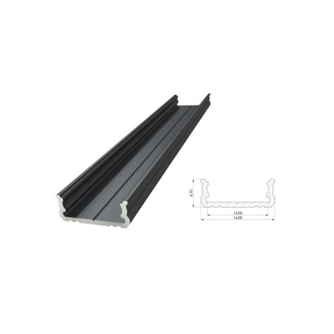 Perfil Aluminio Canal Negro Tipo U Mm M Difusor Power Light