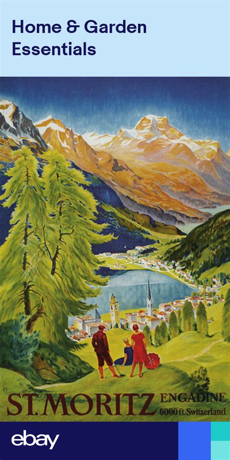 ST MORITZ SWITZERLAND ENGADINE VALLEY SUMMER TRAVEL VINTAGE POSTER