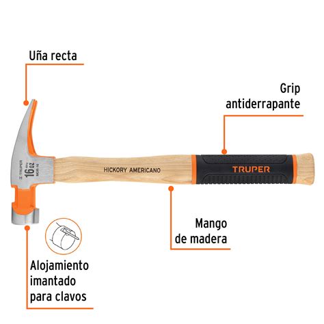 Mor Truper Martillo Pulido Oz U A Recta Mango Hickory