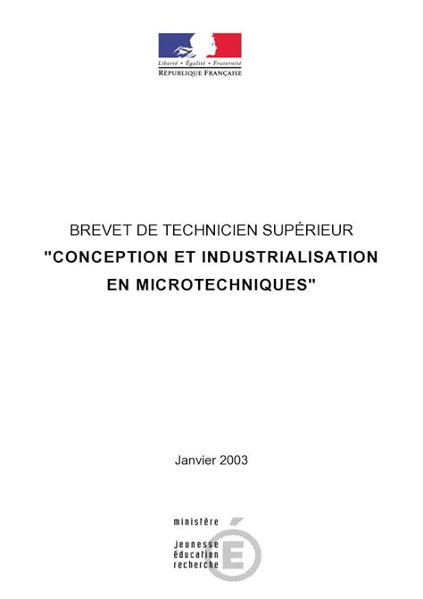 Pdf Bts Conception Et Industrialisation En Microtechniques Bts